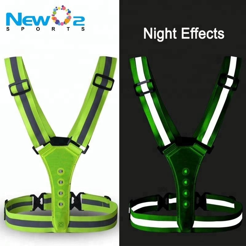 High Visibility Light Reflective Vest Adjustable Night Safety Running LED Vest