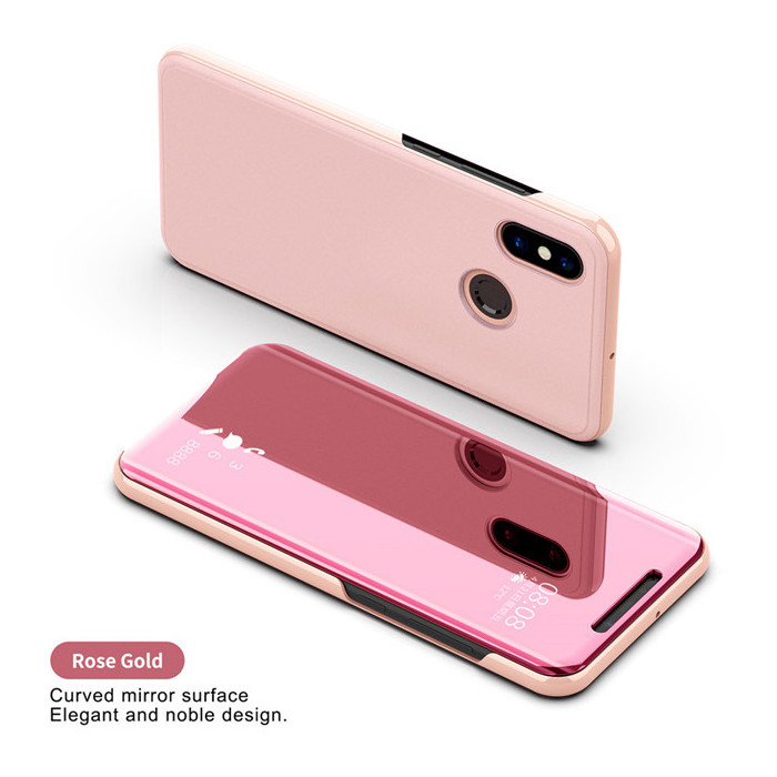 Clear View Smart Cover Flip Electroplating PC Leather Mirror Phone Cases for Samsung A6S Mirror Case A02 A02S S21 Ultra A52 A72