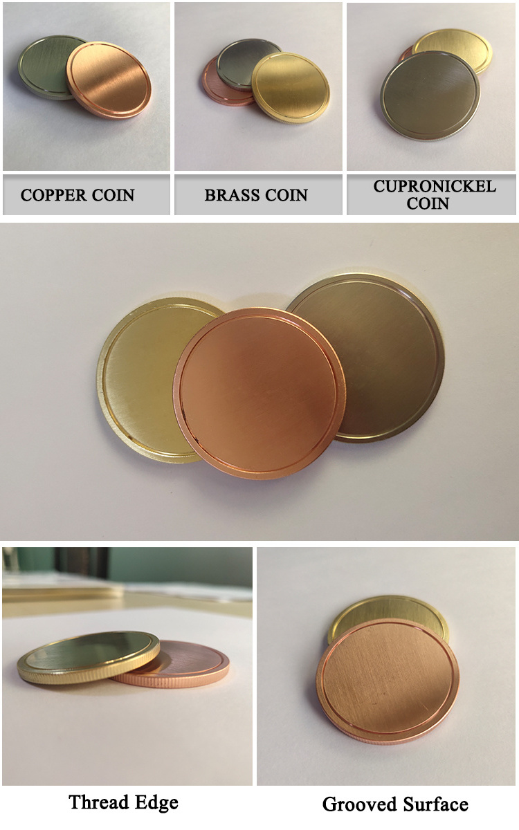 High quality custom brass stamping blank metal coins Laser machines carve coins