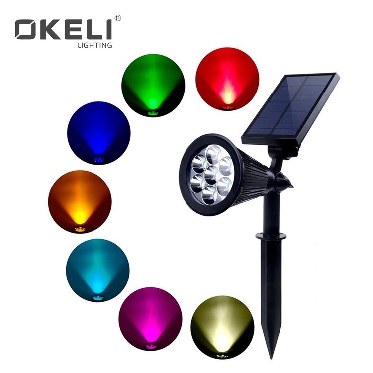 OKELI High Lumen RGB Color changing Landscape Spike Outdoor Led Solar garden light