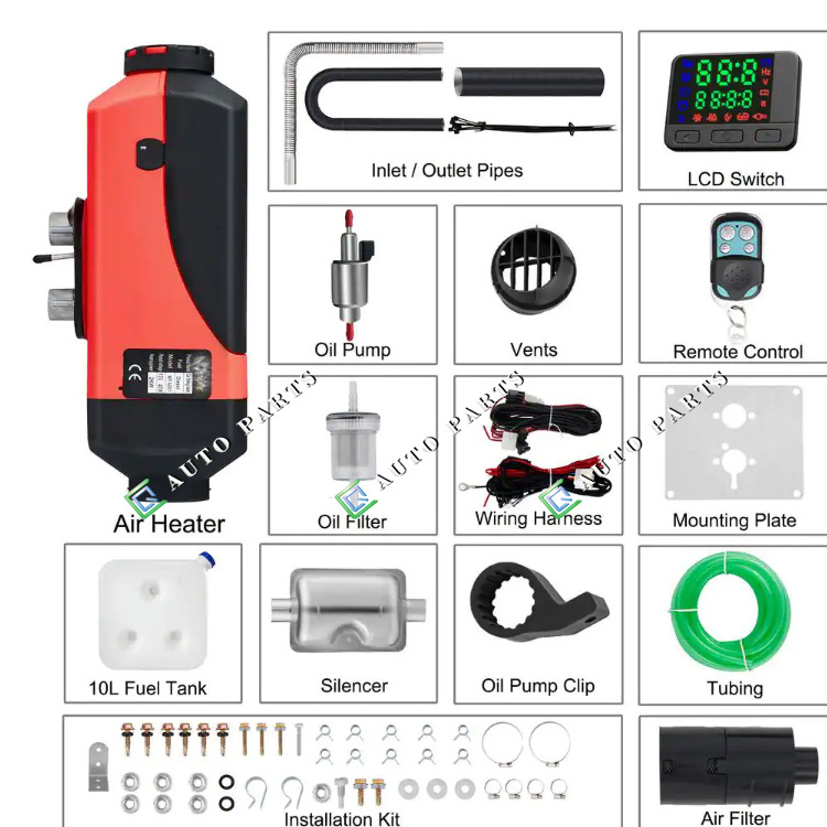 Newpars auto parts Car Air Conditioner System 2kw 5kw  12V Diesel Cabin Heater Air Parking Heater With Complete Kits