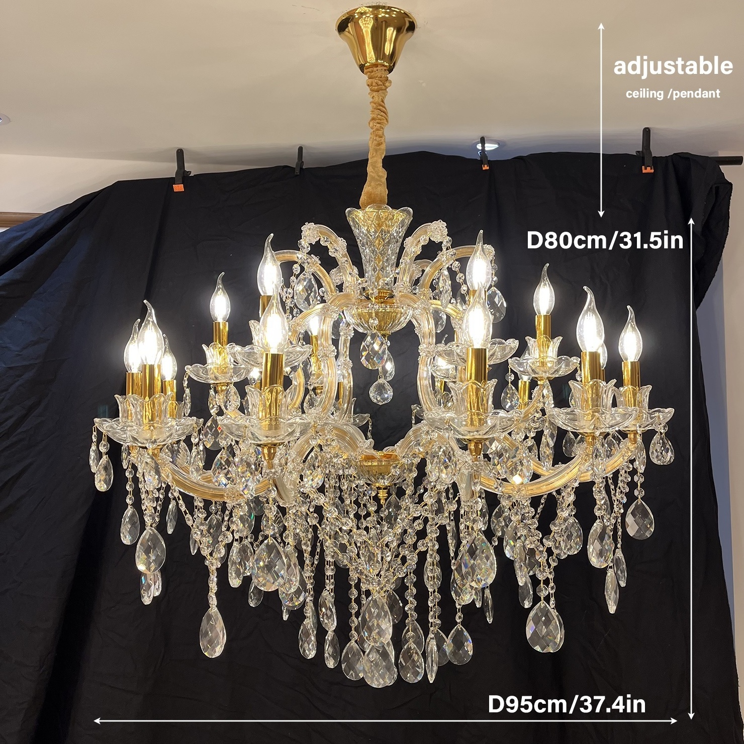 maria theresa crystal chandelier golden candle pendant hanging light for home decor living room bedroom wedding decoration light