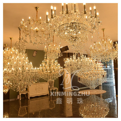 custom large classical luxury Maria Theresa crystal candle chandelier pendant light fixture for living room decorative lighting