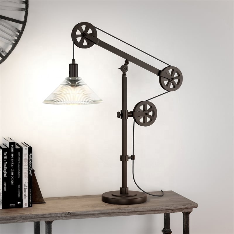 Creative industrial style desk lamp floor lamp black brass iron adjustable Study Swing Arm Pulley system for living room coffee