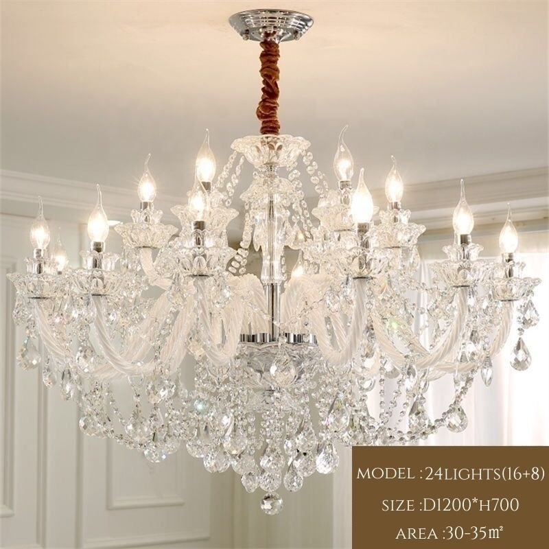 Modern Luxury clear K9 Crystal Chandelier glass arms for Living Room Bedroom Villa Hotel hall hanging Pendant home decor light