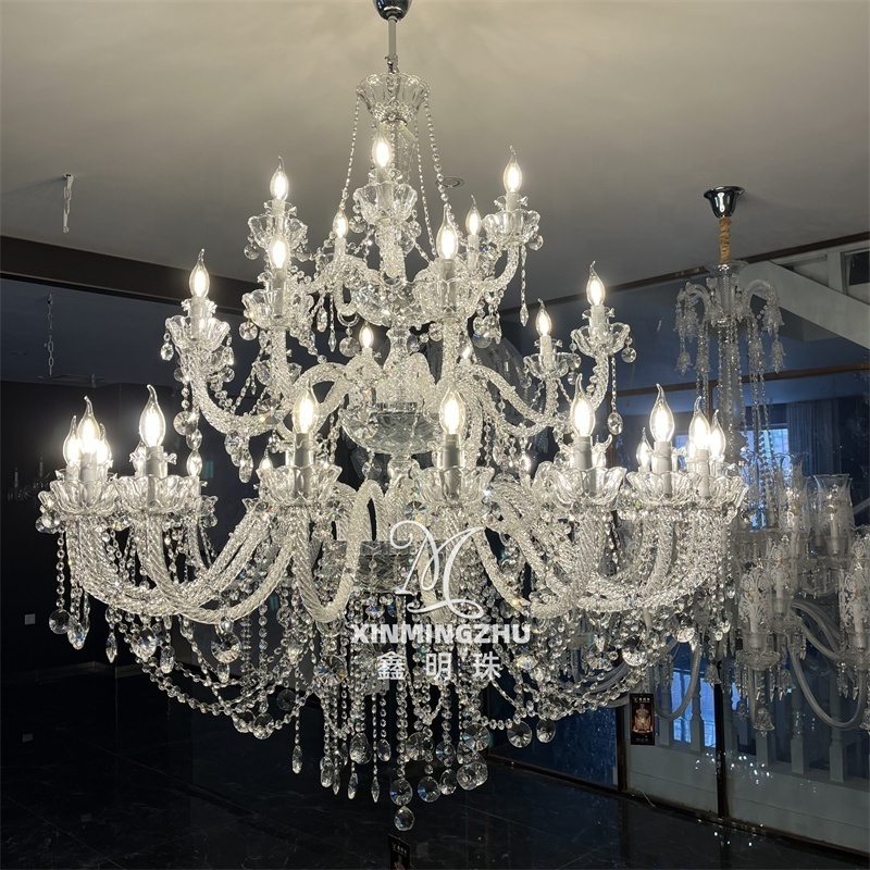 hot sale hanging lamp led gold luxury modern glass arm k9 crystal chandeliers pendant lights for wedding decor living entryway