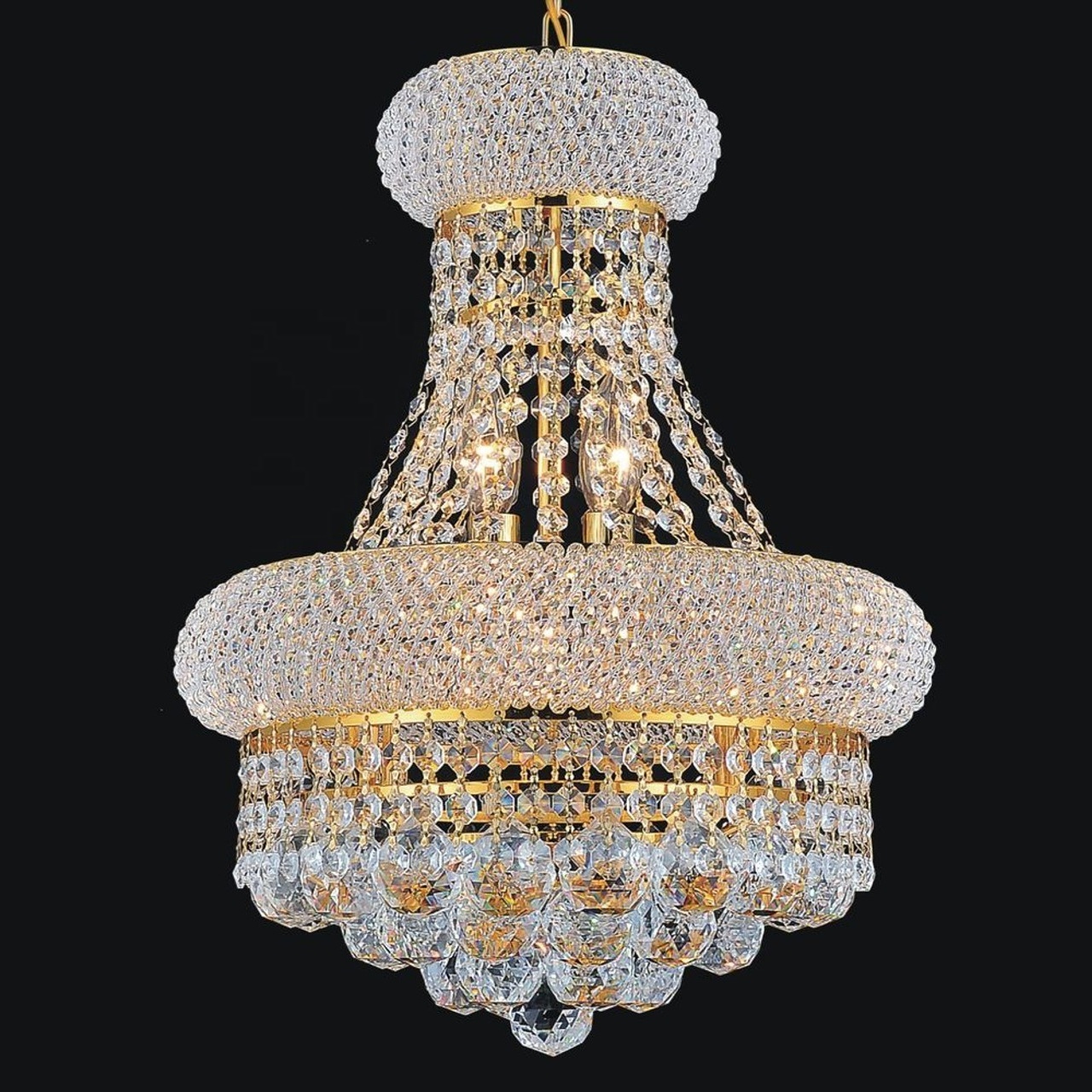 French Empire clear Crystal Chandelier Chrome finish pendant lamp for hotel wedding bedroom living room home decor light