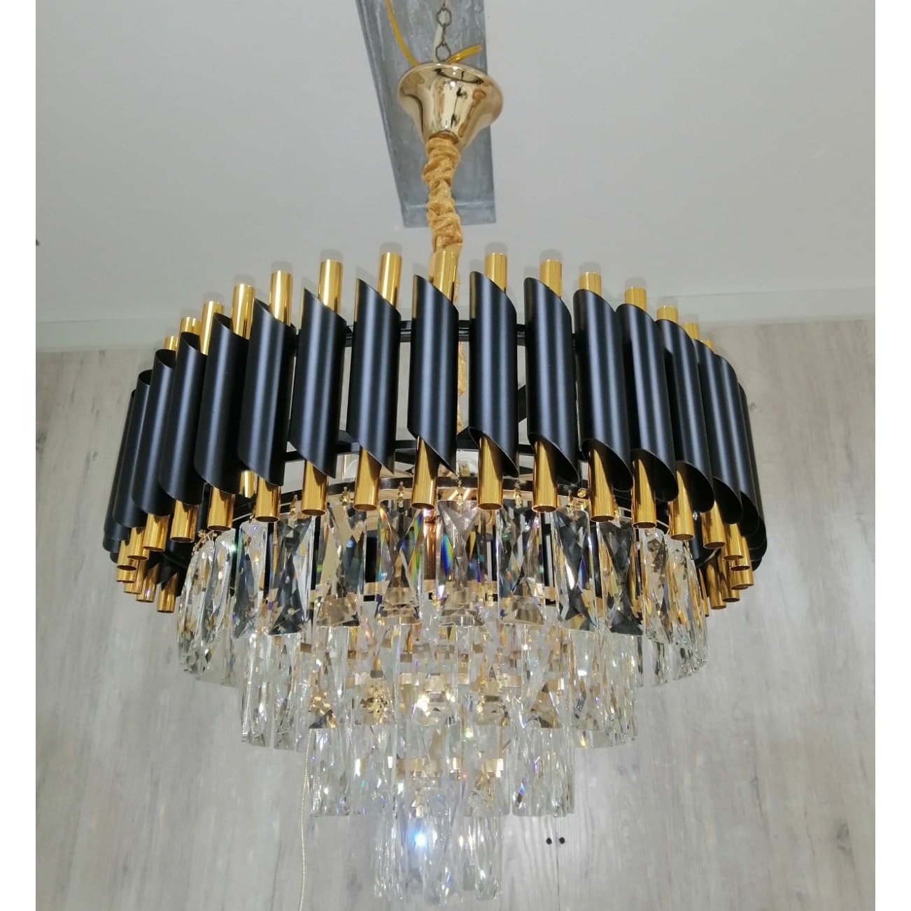 room round modern black gold metal chandelier pendant light fixture fancy lights for home luxury home decoration fancy light