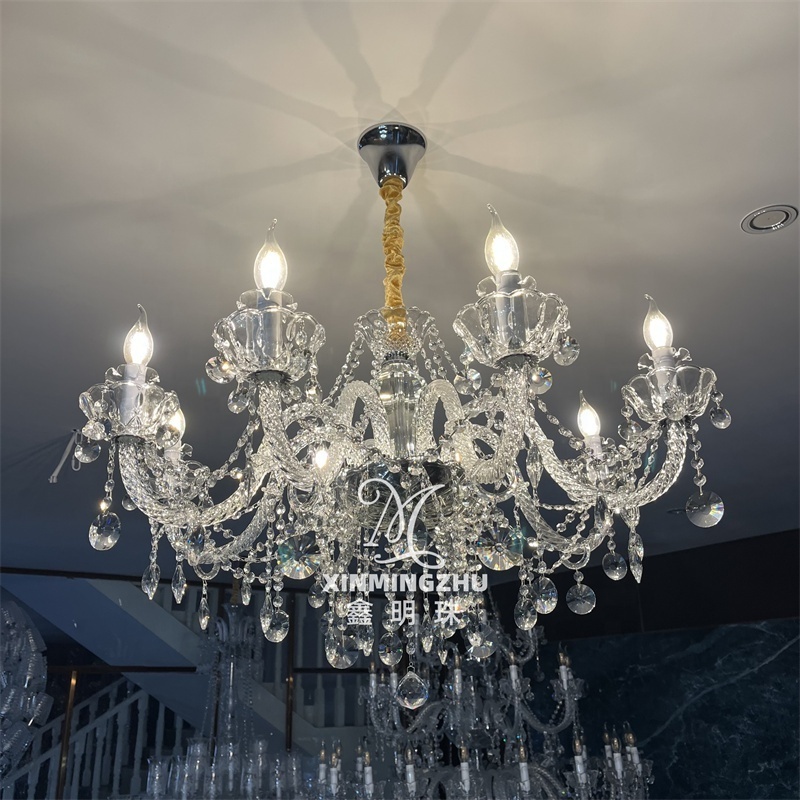 hot sale hanging lamp led gold luxury modern glass arm k9 crystal chandeliers pendant lights for wedding decor living entryway