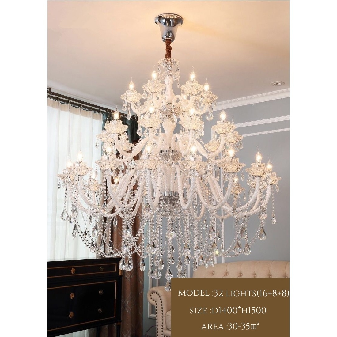 Modern Luxury clear K9 Crystal Chandelier glass arms for Living Room Bedroom Villa Hotel hall hanging Pendant home decor light