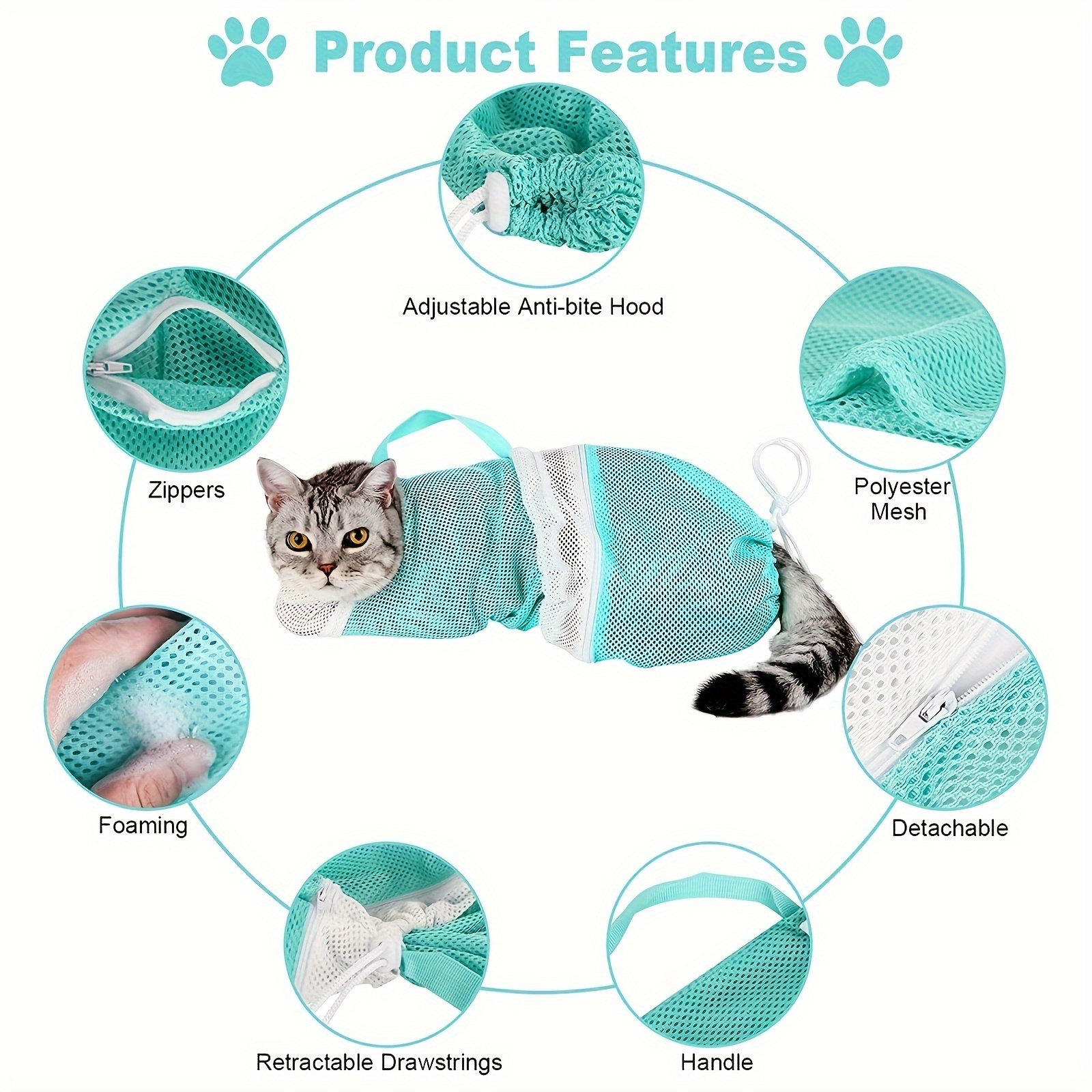 Grooming Washing Bags Pet Cat Bath Mesh Bag Anti Scratch Tool Pet Shower Bathing Bag