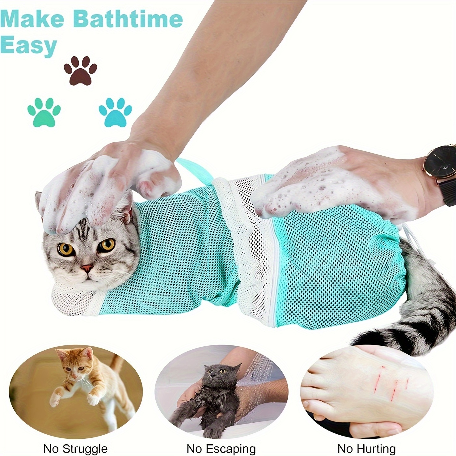 Grooming Washing Bags Pet Cat Bath Mesh Bag Anti Scratch Tool Pet Shower Bathing Bag