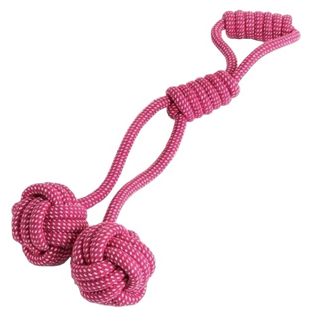 Pink dog toy wholesale cotton chew rope ball toy, new products severed hand pet toy for small medium large dogs