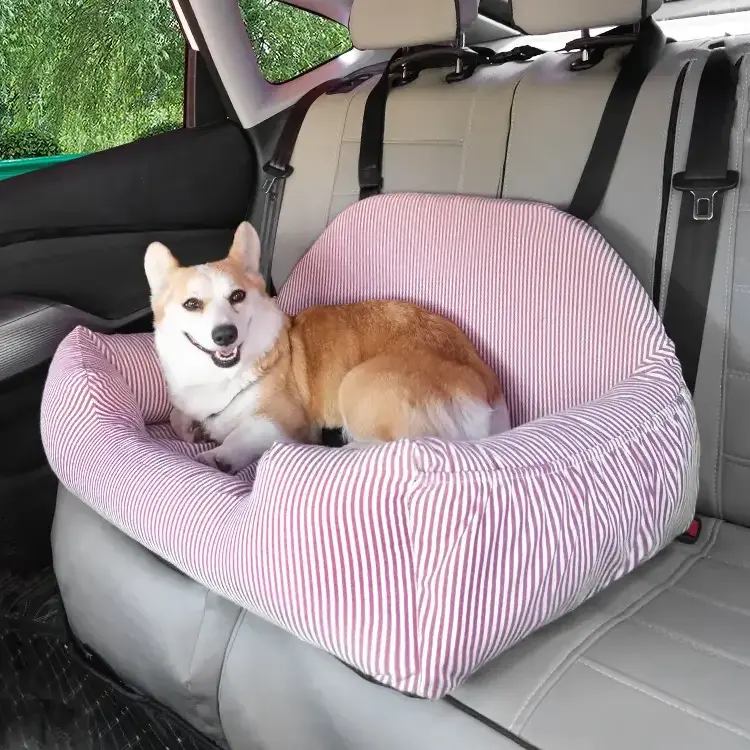 Wholesale Washable Large Dog Bed Safety Car Seat Cushion Dog Car Booster Seat With Storage Pocket