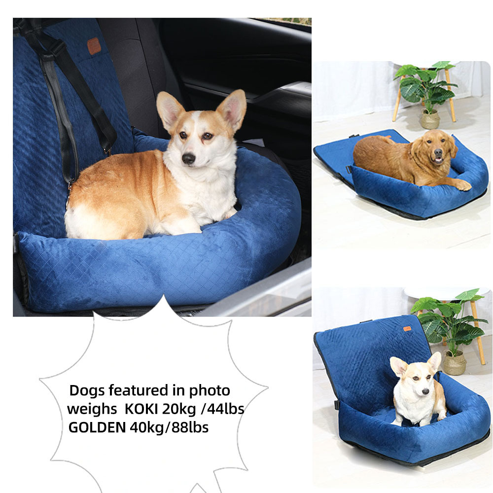 Dog Car Seat Pet Booster Seat Pet Travel Safety Car Seat Dog Bed for Car with Storage Pocket