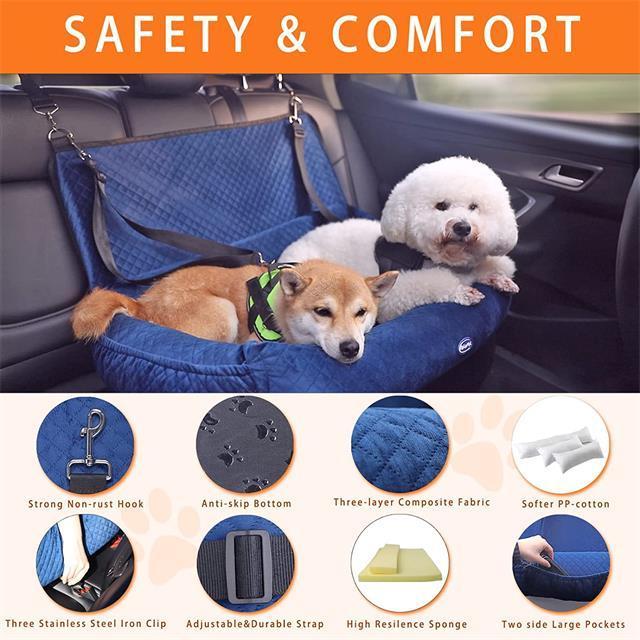 NEW PET Dog Car travel Seat for Large Dogs or 2 Small Dogs  Waterproof Nonslip Removable Pet Car Seat