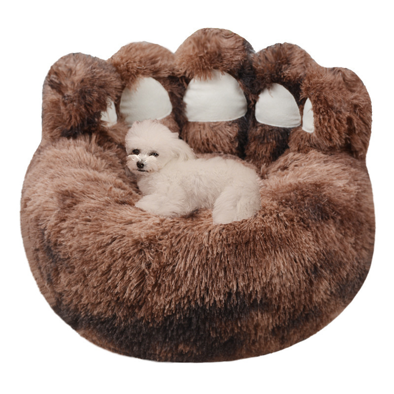 Hot Selling Pet plush sofa sleeping mat Fluffy Removable Cat Cushion Washable Bear Paw Shape Dog Cat Pet nest