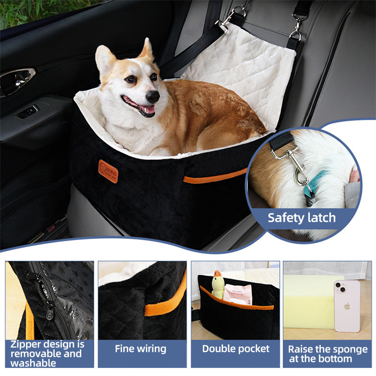 Custom dog accessories dog car seat booster luxury safety belt travel dog bed bucket seats for car