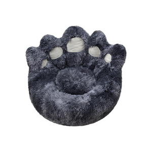 Hot Selling Pet plush sofa sleeping mat Fluffy Removable Cat Cushion Washable Bear Paw Shape Dog Cat Pet nest