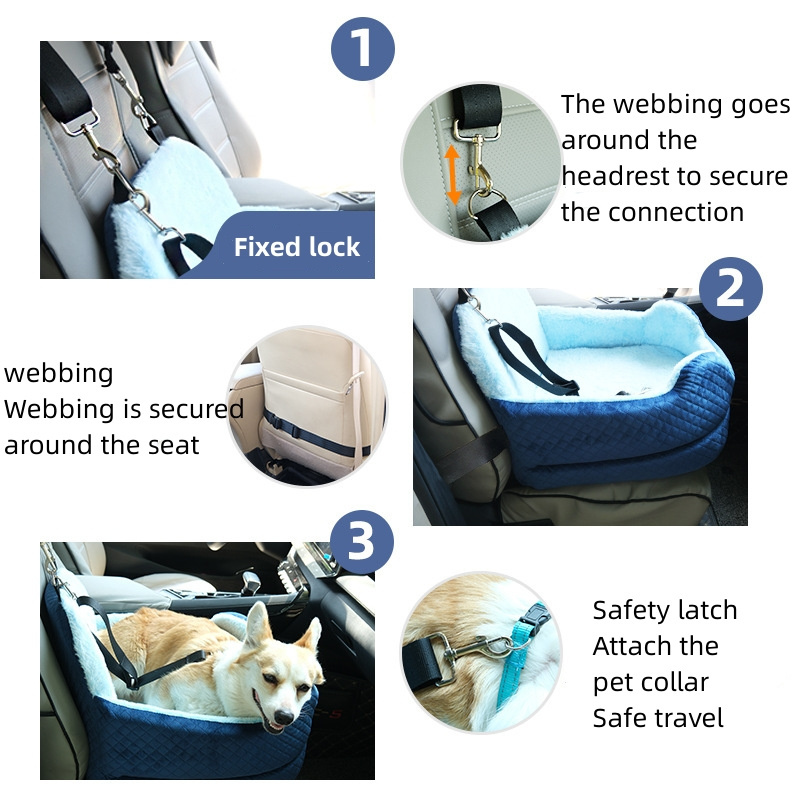 Dog car seat luxury durable pet booster seat travel safety dog bed  portable carrier pet bucket seat