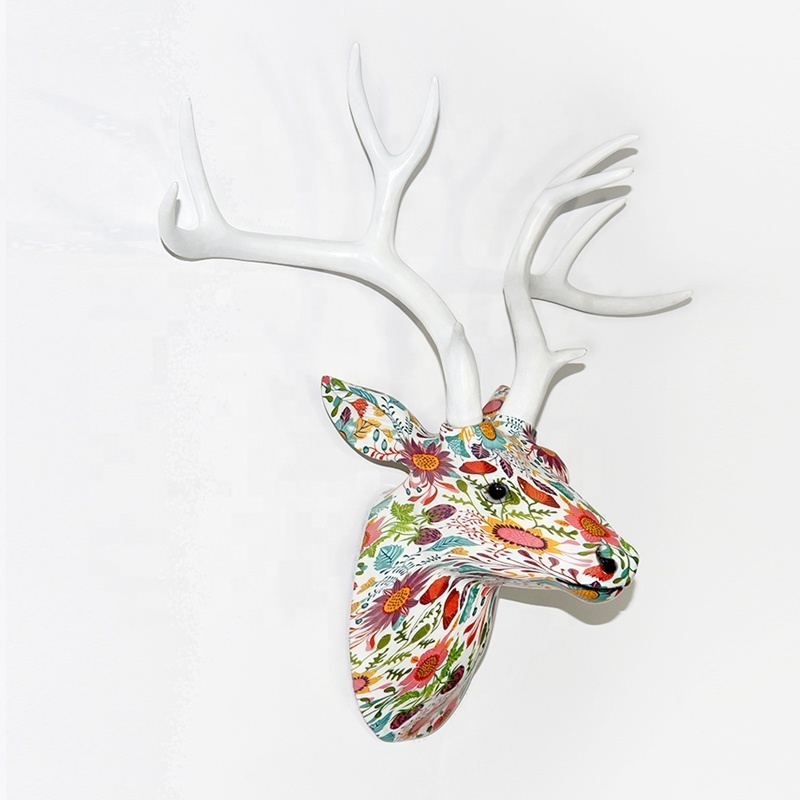 Resin animal head wall art home decorative reindeer for sale