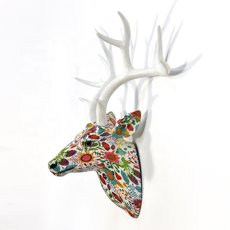 Resin animal head wall art home decorative reindeer for sale