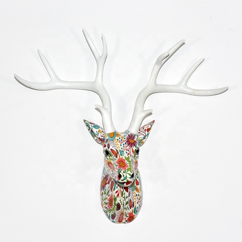 Resin animal head wall art home decorative reindeer for sale