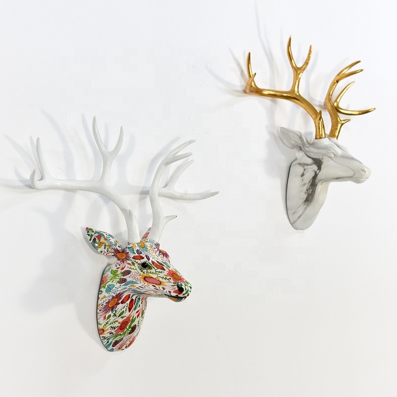 Resin animal head wall art home decorative reindeer for sale