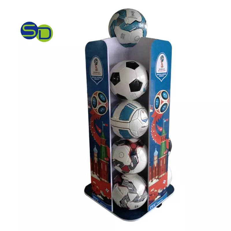 2022 Customized professional retail promotional pop display rack PVC foam football display stand for World Cup