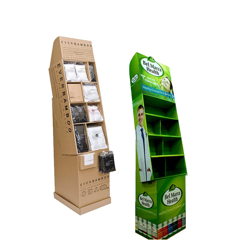 Custom Supermarket POP Display Cardboard Floor Display Racks Gifts Cards Food Drink Promotional Cardboard Floor Display Racks