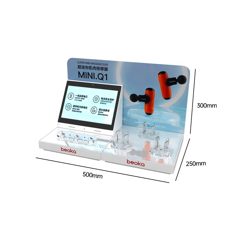 Custom Newest Massage Gun Display Stand Fascia Gun  Acrylic Smart Display Stand With Automatic Marketing System