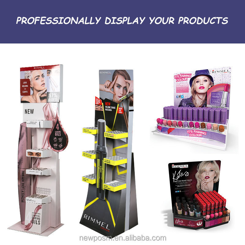 Custom Retail Acrylic Plastic Paper Makeup Stand Display Cardboard Floor Display Rack Eyelash Lipstick Cosmetic Display Stand