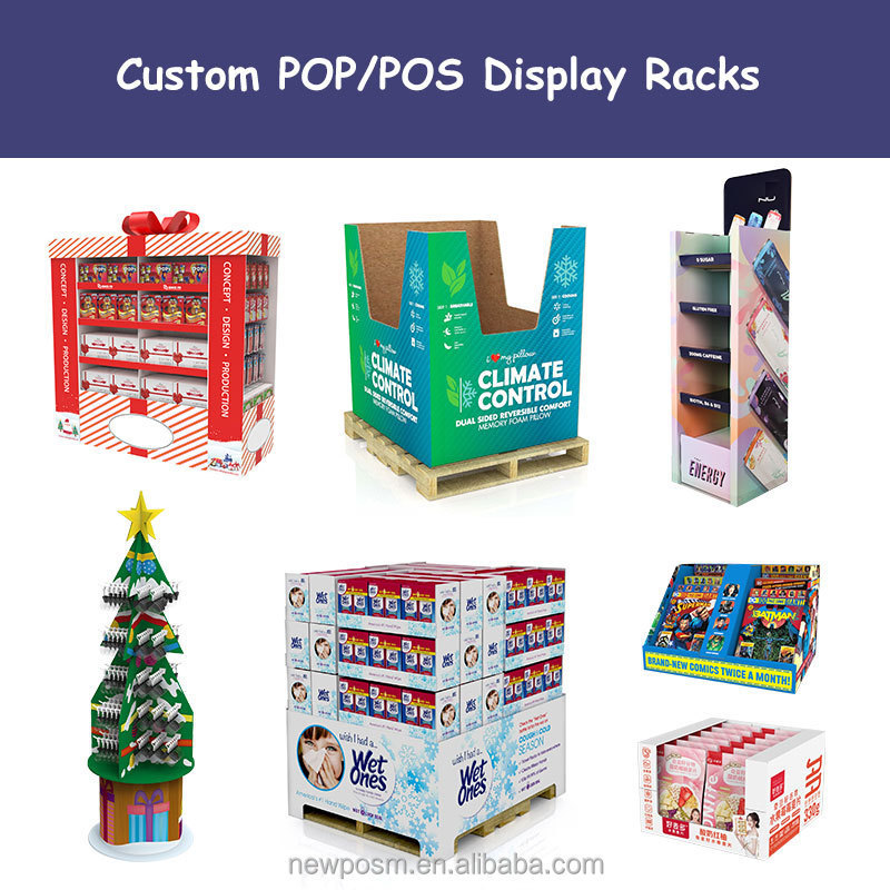 Custom Supermarket POP Display Cardboard Floor Display Racks Gifts Cards Food Drink Promotional Cardboard Floor Display Racks