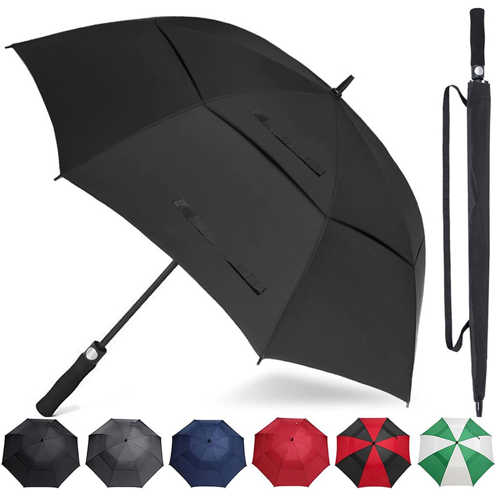 PRIMUS GOLF Manufacturer Oversize Double Canopy Automatic Open Golf Umbrella 62 Inch Large Windproof Waterproof Golf Umbrella