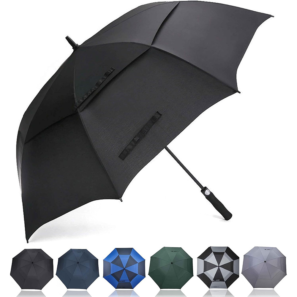 PRIMUS GOLF Manufacturer Oversize Double Canopy Automatic Open Golf Umbrella 62 Inch Large Windproof Waterproof Golf Umbrella