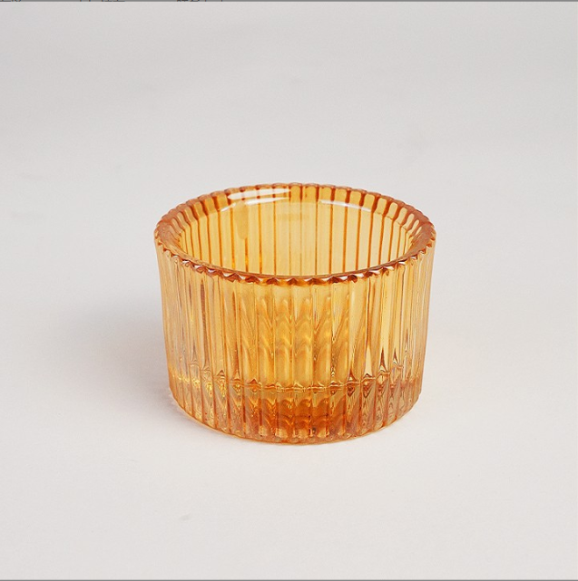 Newray Elegant Amber Glass Tealight Candle Holders Votive Candle Holder for Wedding Party Favors Table Centerpieces