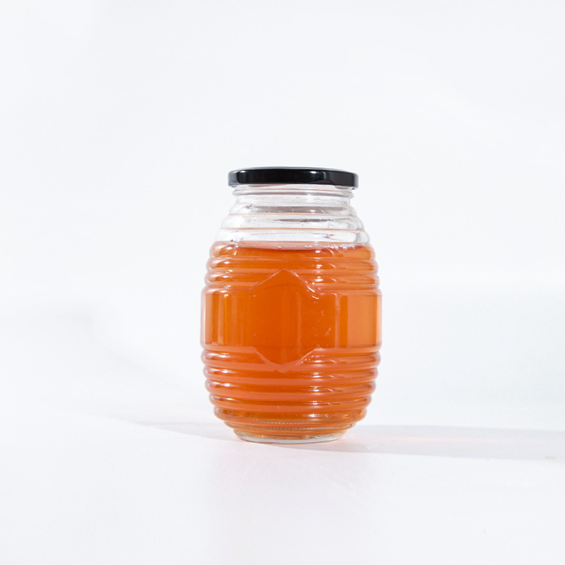 Newray Wholesale 380 ml Empty Clear Glass Honey Jar Honey Pot Canning Jars With Metal Lid For Home Kitchen