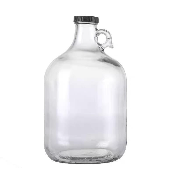 NEWRAY Factory Wholesale 1 litre 2L Amber Glass Growler California Brewing Jug Glass Beer Water Bottle for Home Made Wine Cider