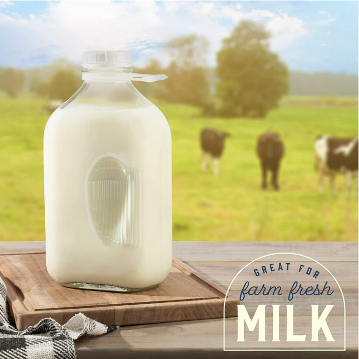 64 Oz Glass Milk Jugs with Caps Perfect Milk Container for Refrigerator Half Gallon Glass Milk Bottle with Tamper Proof Lid