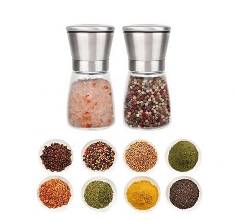 150 ML Bell Shape Glass Jar Pepper Corn Herb Flavoring Spice Mill Bottle Sea Salt Grinder With Glass Jar