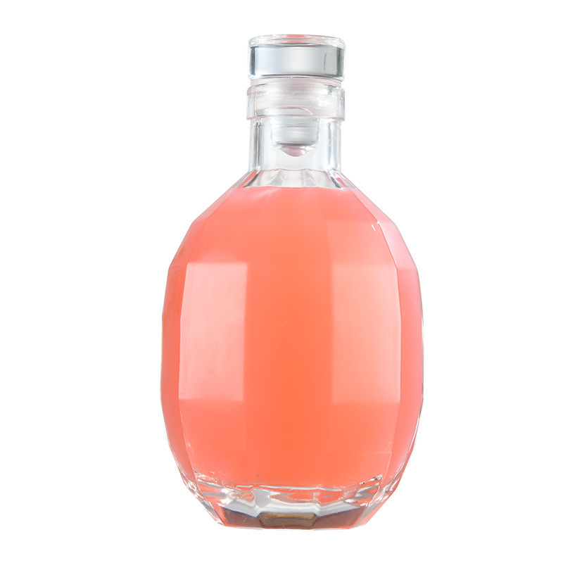 Factory 375 ml 500ml Unique Shape Diamond Glass Bottles with Aluminium Cork for Potion Juice Beverage Whiskey Liquids