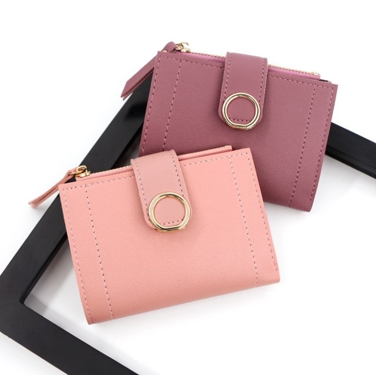 High Quality Ladies Zipper Short Wallet Women Korea Fashion Simple Design Card Holder Leather Pu Mini Coin Purses Wholesale