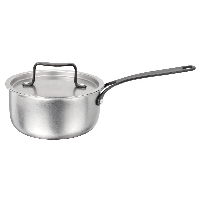 High quality triply stainless steel sauce pan non stick cookware 1.5L induction milk saucepan with lid