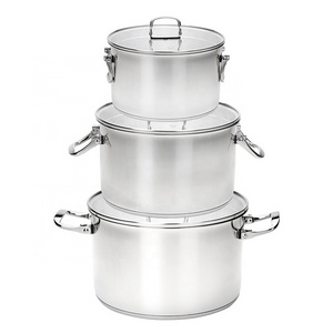 Wholesale New design folding handle kitchen cooking pots and pans stainless steel casserole cookware set