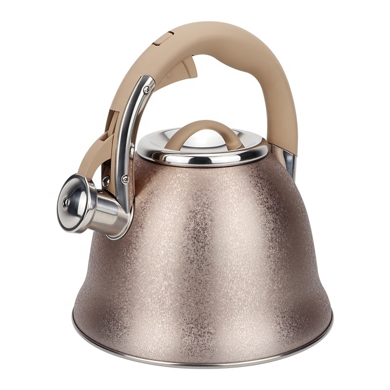 Wholesale customized 2.8 L color coating stainless steel water kettle/ whistling tea kettle with hemline design