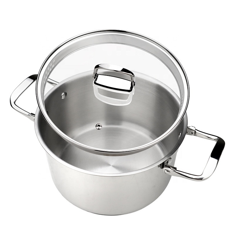 Wholesale New design folding handle kitchen cooking pots and pans stainless steel casserole cookware set