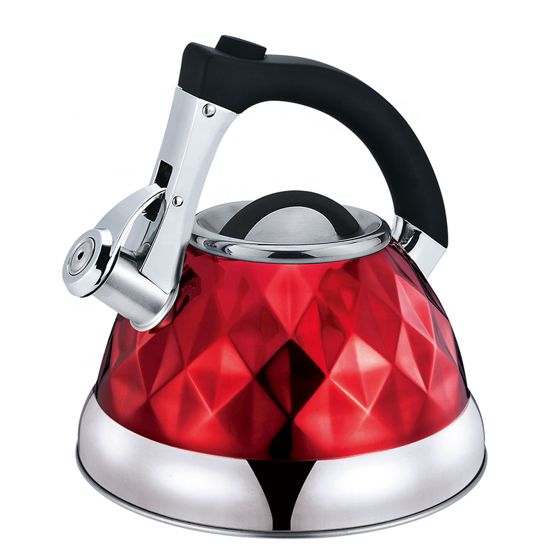 Realwin Home Red Color Coating Stainless Steel Whistling Water Kettle For Camping