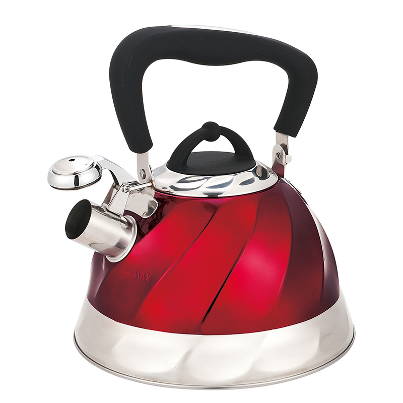 Realwin Home Red Color Coating Stainless Steel Whistling Water Kettle For Camping