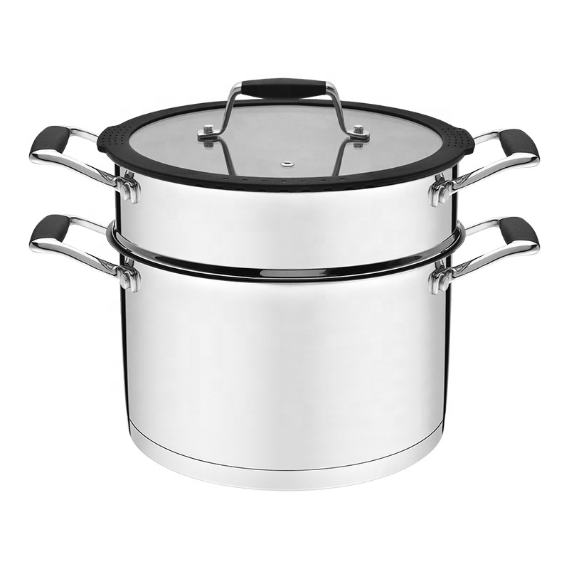 Customization 10 pieces stainless steel kitchen cooking pots and pans set nonstick cookware with steamer