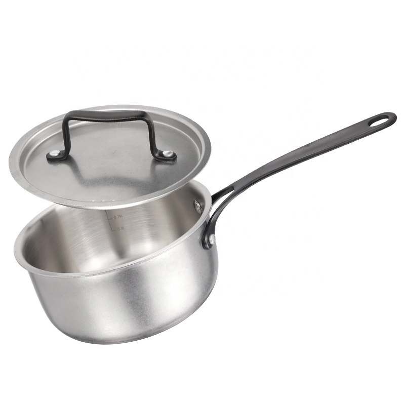 High quality triply stainless steel sauce pan non stick cookware 1.5L induction milk saucepan with lid